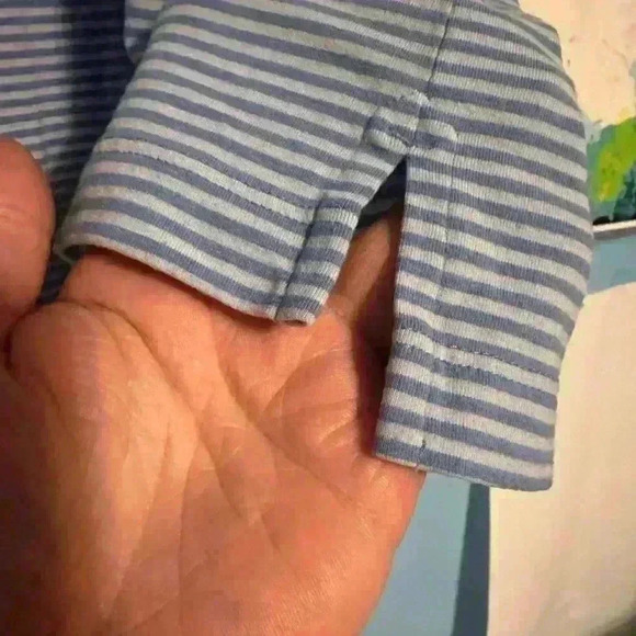 Lands End Mens Blue And White Striped 3 Button Polo. Size Large. - Picture 4 of 5